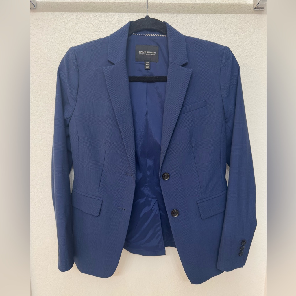Banana Republic Blue Blazer And Matching Pants (Full Suit) - Size 0p